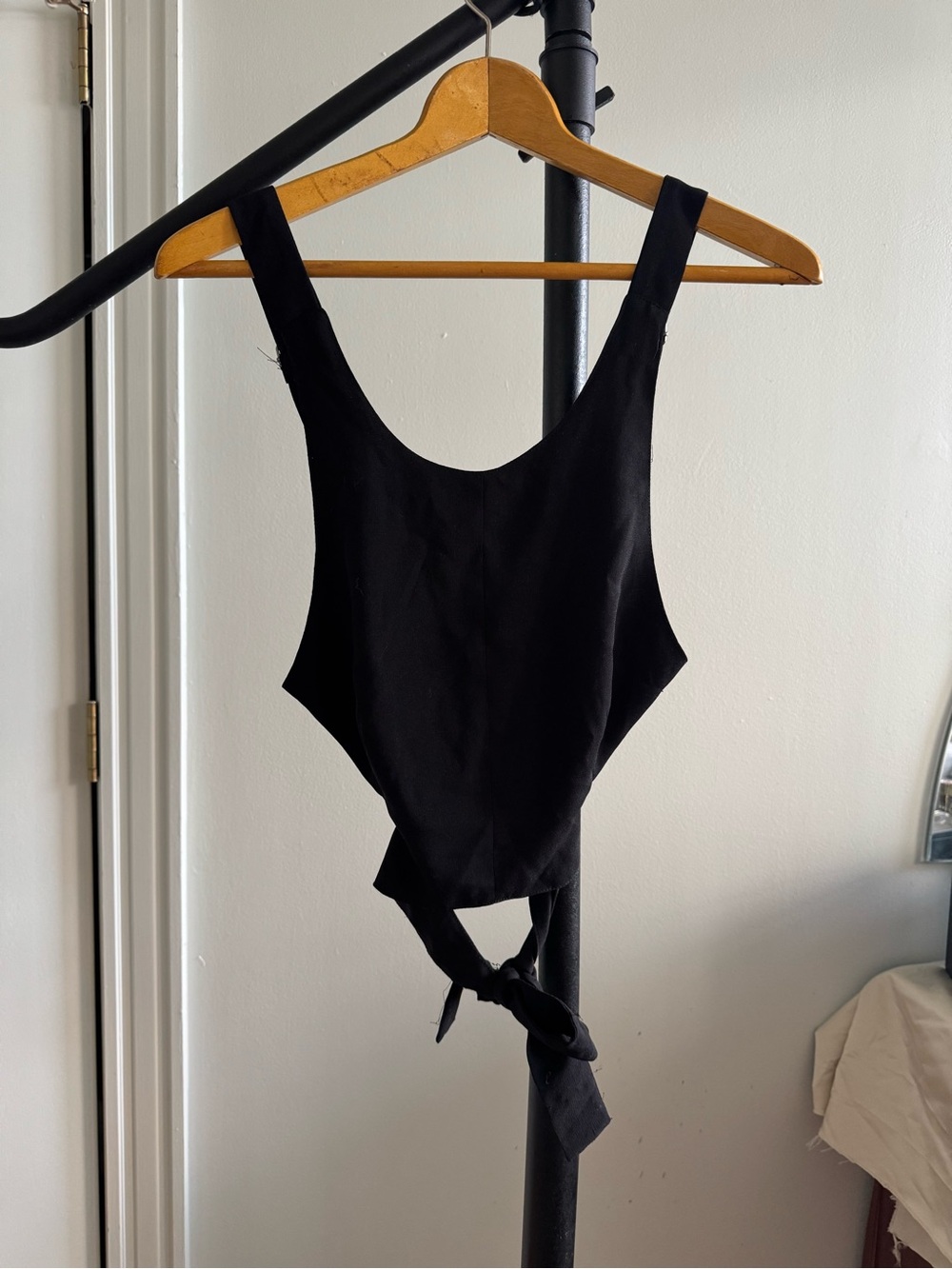 Black Tie-Back Sleek Top